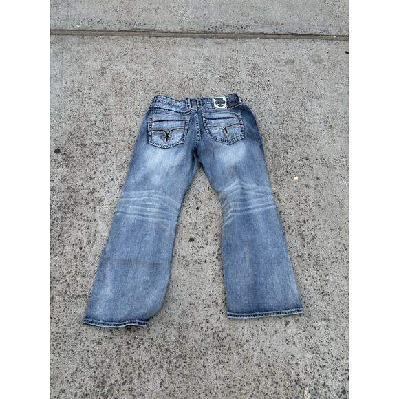 Rock Revival Distressed Blue Straight Jeans - Picture 15 of 16